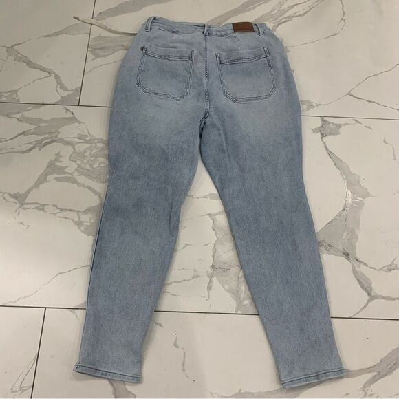 Judy Blue Jogger Jeans Light Wash Denim Sz 15 Drawstring High Waist JB88691 - Picture 2 of 13
